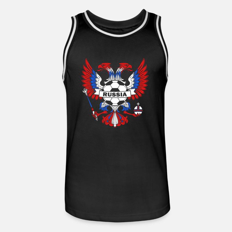 Drapeau de la Russie Moscou Poutine nation russe - Maillot de basket Homme - noir/blanc