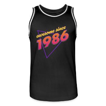 Retro Awesome: Born in '86 - Men's Basketball Jersey - black/white - Front - AI Model Male 185 dark (185cm)