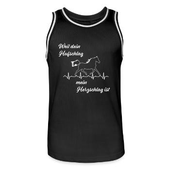 Weil dein Hufschlag mein Herzschlag ist - Geschenk - Männer Basketball-Trikot - Schwarz/Weiß - Vorne - AI Model Male 185 dark (185cm)