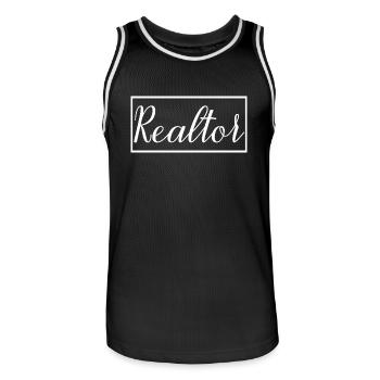 Agent immobilier fier étudiant diplômé en immobilier - Maillot de basket Homme - noir/blanc - Devant - AI Model Male 185 dark (185cm)