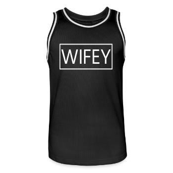 Wifey Matching Couple Fiançailles Mariage Lune de miel - Maillot de basket Homme - noir/blanc - Devant - AI Model Male 185 dark (185cm)