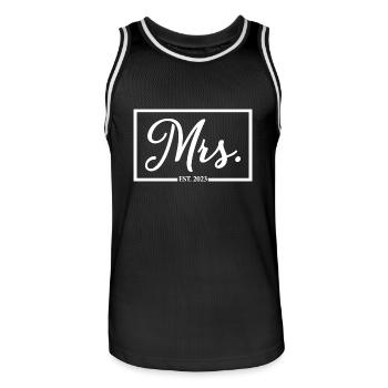 Mme Est. 2023 Fiançailles Mariage Douche nuptiale - Maillot de basket Homme - noir/blanc - Devant - AI Model Male 185 dark (185cm)