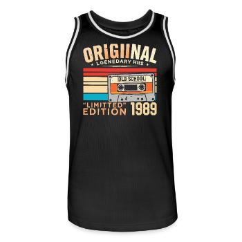 Original 1989, Legendary since 1989 Vintage 1989 - Men's Basketball Jersey - black/white - Front - AI Model Male 185 dark (185cm)