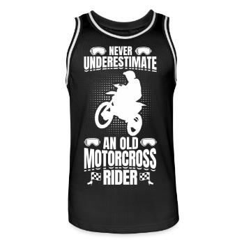 Never Underestimate Old Motocross Rider - Men's Basketball Jersey - black/white - Front - AI Model Male 185 dark (185cm)