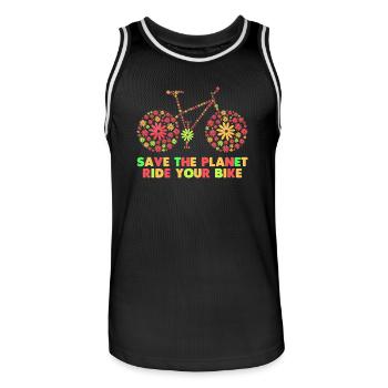 Bicycle 70s Flowers - Men's Basketball Jersey - black/white - Front - AI Model Male 185 dark (185cm)
