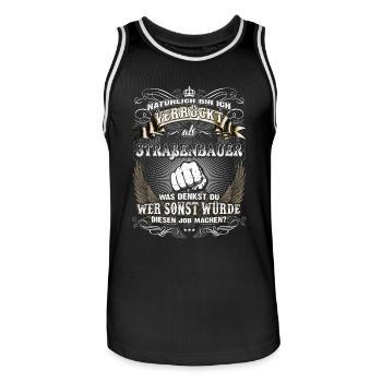 Edles Berufe-Shirt für den Straßenbauer - Männer Basketball-Trikot - Schwarz/Weiß - Vorne - AI Model Male 185 dark (185cm)