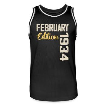 Février 1934 Anniversaire Février 1934 Rétro - Maillot de basket Homme - noir/blanc - Devant - AI Model Male 185 dark (185cm)