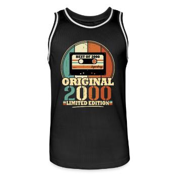 Original 2000 Retro Vintage Geburtstagsgeschenk - Männer Basketball-Trikot - Schwarz/Weiß - Vorne - AI Model Male 185 dark (185cm)