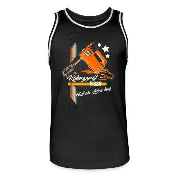RG28 Mixer DDR Kult - N(o)stalgie Retro - Männer Basketball-Trikot - Schwarz/Weiß - Vorne - AI Model Male 185 dark (185cm)