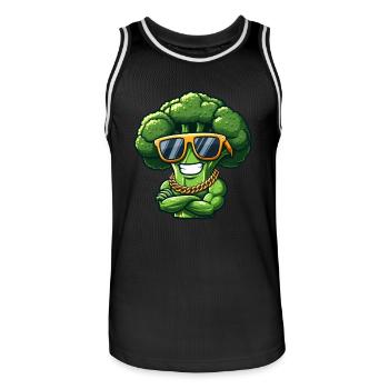 Cool Broccoli Sunglasses Gangster Vegetables - Men's Basketball Jersey - black/white - Front - AI Model Male 185 dark (185cm)