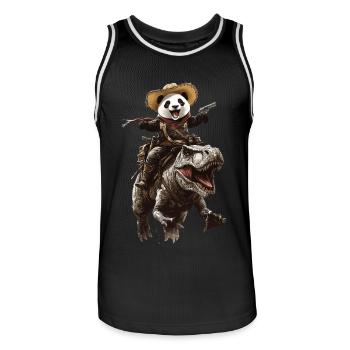 Panda - Männer Basketball-Trikot - Schwarz/Weiß - Vorne - AI Model Male 185 dark (185cm)