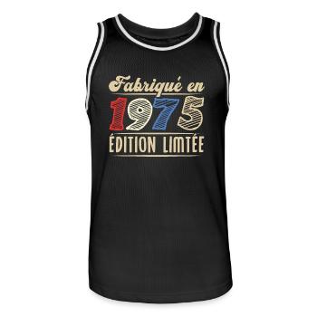 Fabriqué en 1975, Vintage cadeau d'anniversaire - Maillot de basket Homme - noir/blanc - Devant - AI Model Male 185 dark (185cm)