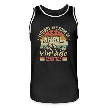 Né En Avril 2012 Vintage - Cadeau Avril 2012 - Maillot de basket Homme - noir/blanc - Devant - AI Model Male 185 dark (185cm)