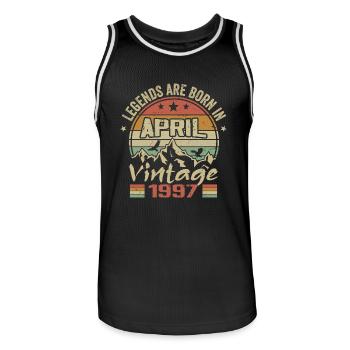 Né En Avril 1997 Vintage - Cadeau Avril 1997 - Maillot de basket Homme - noir/blanc - Devant - AI Model Male 185 dark (185cm)