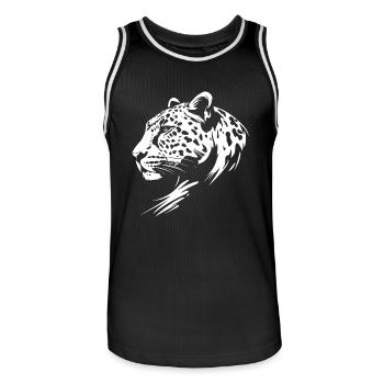 Léopard - Maillot de basket Homme - noir/blanc - Devant - AI Model Male 185 dark (185cm)
