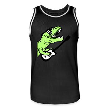 DJ Dino T-Rex Dinosaurier Gitarre Spielen Party - Männer Basketball-Trikot - Schwarz/Weiß - Vorne - AI Model Male 185 dark (185cm)