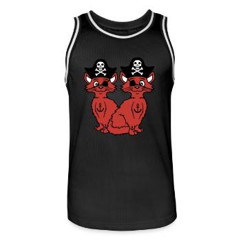 2 Pirate Cats Sabre Buccaneer Eye Patch Team - Men's Basketball Jersey - black/white - Front - AI Model Male 185 dark (185cm)