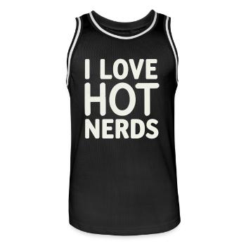 I Love Hot Nerds 16 - Männer Basketball-Trikot - Schwarz/Weiß - Vorne - AI Model Male 185 dark (185cm)