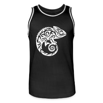 Scaly Creeper Disguise Chameleon Tattoo - Men's Basketball Jersey - black/white - Front - AI Model Male 185 dark (185cm)