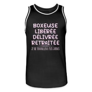 Boxer celebrates retirement with humor gift - Men's Basketball Jersey - black/white - Front - AI Model Male 185 dark (185cm)