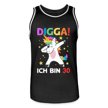 Digga Ich Bin 30 Jahre 30. Geburtstag Einhorn - Männer Basketball-Trikot - Schwarz/Weiß - Vorne - AI Model Male 185 dark (185cm)