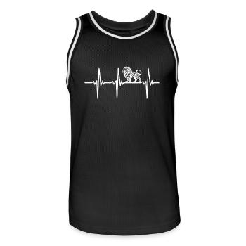 Heartbeat for Proud Lions Tribal Tattoo Style - Men's Basketball Jersey - black/white - Front - AI Model Male 185 dark (185cm)