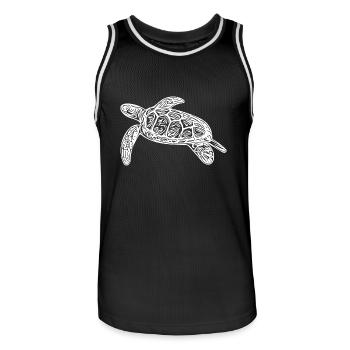 Kleine schwimmende Wasserschildkröte - Männer Basketball-Trikot - Schwarz/Weiß - Vorne - AI Model Male 185 dark (185cm)
