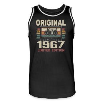 Mars 1967 Vintage mars 1967 - Maillot de basket Homme - noir/blanc - Devant - AI Model Male 185 dark (185cm)
