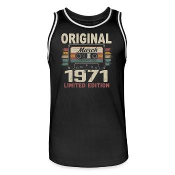Mars 1971 Vintage mars 1971 - Maillot de basket Homme - noir/blanc - Devant - AI Model Male 185 dark (185cm)