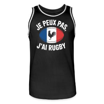 Je Peux Pas J'ai Rugby - Maillot de basket Homme - noir/blanc - Devant - AI Model Male 185 dark (185cm)