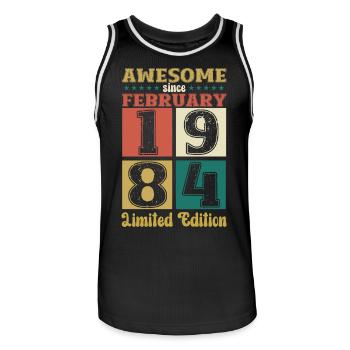 40. Geburtstag Awesome since Februar Jahrgang 1984 - Männer Basketball-Trikot - Schwarz/Weiß - Vorne - AI Model Male 185 dark (185cm)