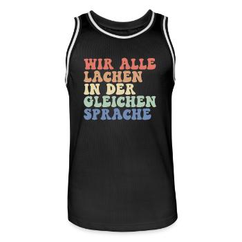 Wir alle lachen in der gleichen Sprache DAZ Lehrer - Männer Basketball-Trikot - Schwarz/Weiß - Vorne - AI Model Male 185 dark (185cm)
