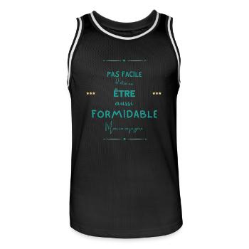 Être formidable mais je gère - Maillot de basket Homme - noir/blanc - Devant - AI Model Male 185 dark (185cm)
