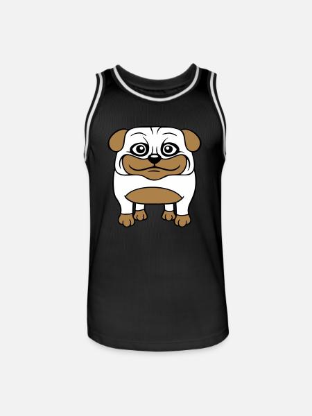 Hund Mops Lille Sød Pik Kærlighed Glad Komisk Sjov - Herre basketball-trikot - sort/hvid
