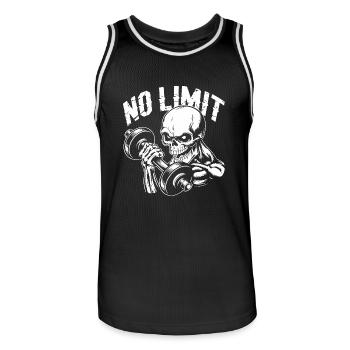 Bodybuilding Skull Workout and No Limit - Men's Basketball Jersey - black/white - Front - AI Model Male 185 dark (185cm)