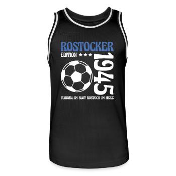 Rostock Birthday 1945 Football Gift - Men's Basketball Jersey - black/white - Front - AI Model Male 185 dark (185cm)