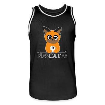 Katze Kaffe Nescatfe Geschenkidee - Männer Basketball-Trikot - Schwarz/Weiß - Vorne - AI Model Male 185 dark (185cm)