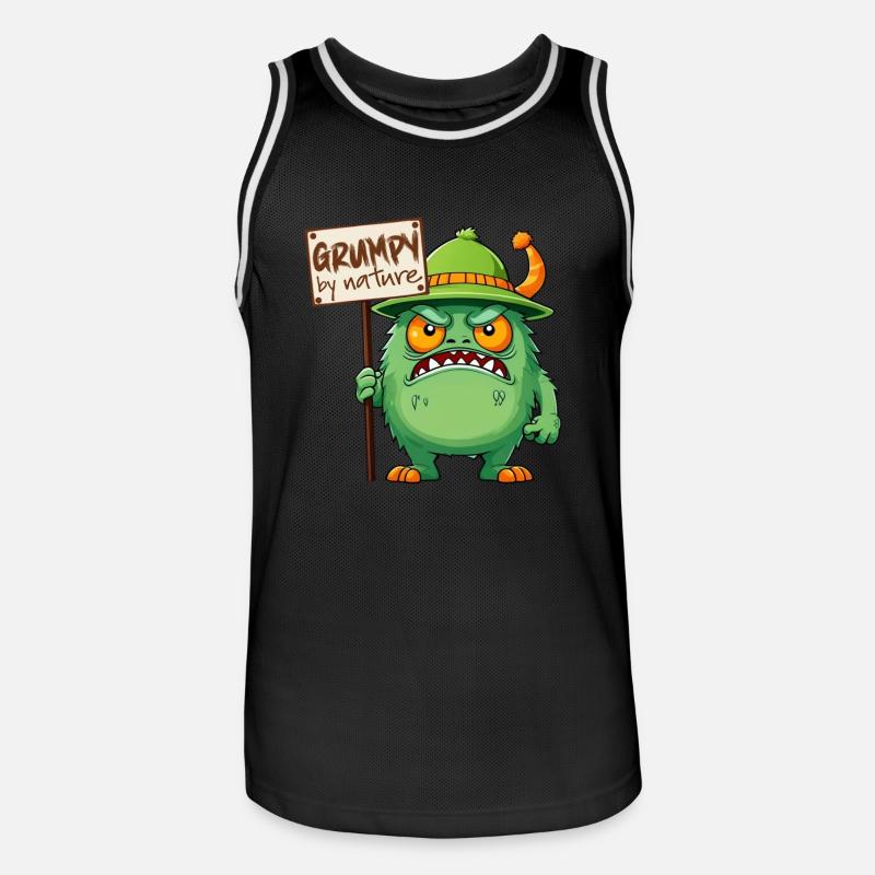 Funny monster grumpy grumpy bad-tempered - Men's Basketball Jersey - black/white