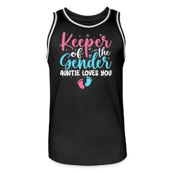 Gender Reveal Party - Keeper of the Gender Auntie - Maillot de basket Homme - noir/blanc - Devant - AI Model Male 185 dark (185cm)