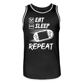 Répétition du jeu Eat Sleep - Maillot de basket Homme - noir/blanc - Devant - AI Model Male 185 dark (185cm)