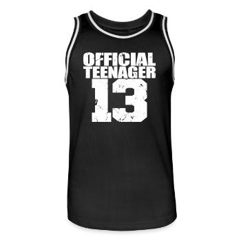 Adolescent officiel 13, cadeau cool 13e anniversaire - Maillot de basket Homme - noir/blanc - Devant - AI Model Male 185 dark (185cm)