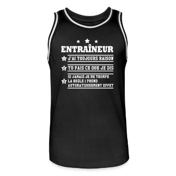 Entraîneur toujours raison Humour cadeau - Maillot de basket Homme - noir/blanc - Devant - AI Model Male 185 dark (185cm)