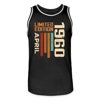 Born In April 1960 Birthday Gift 1960 Retro - Men's Basketball Jersey - black/white - Front - AI Model Male 185 dark (185cm)