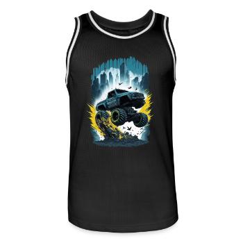 Monstertruck Stadt - Männer Basketball-Trikot - Schwarz/Weiß - Vorne - AI Model Male 185 dark (185cm)