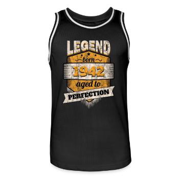 1942 - Maillot de basket Homme - noir/blanc - Devant - AI Model Male 185 dark (185cm)