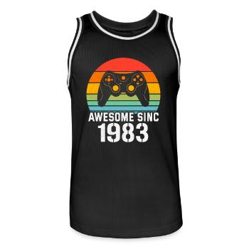 1983 Geburtstagsgeschenk für alle Gamer 1983 - Männer Basketball-Trikot - Schwarz/Weiß - Vorne - AI Model Male 185 dark (185cm)