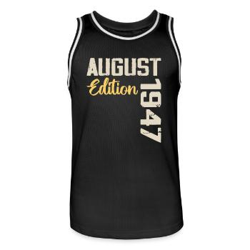 Anniversaire Août 1947 - Edition Limitée Août 1947 - Maillot de basket Homme - noir/blanc - Devant - AI Model Male 185 dark (185cm)