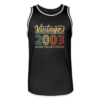Vintage 2003 Anniversaire Rétro - Maillot de basket Homme - noir/blanc - Devant - AI Model Male 185 dark (185cm)