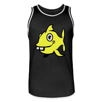 stupid fish - Men's Basketball Jersey - black/white - Front - AI Model Male 185 dark (185cm)