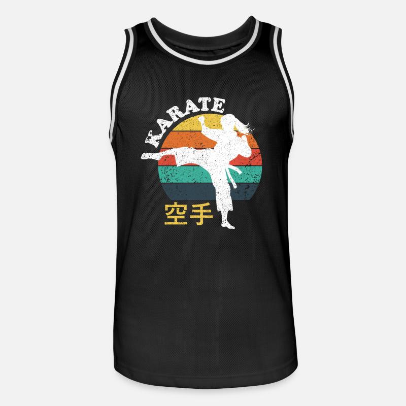 Karate-Mädchen - Männer Basketball-Trikot - Schwarz/Weiß